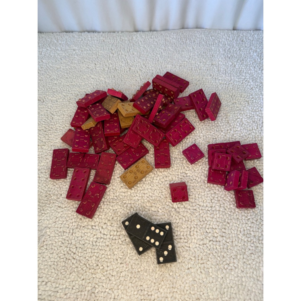 Vintage American Bricks Wooden Building Blocks Lot in Ball Mason Jar Red Natural - Picture 3 of 9